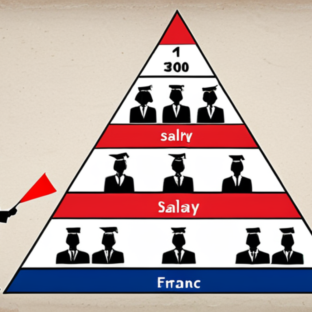 **

*   **Prompt:** A stylized illustration of a salary pyramid for "administrateurs territoriaux" in France. The base shows young graduates, the top shows experienced directors.  Euro symbols subtly increase in size as you move up the pyramid. French flag colors subtly integrated. Digital art, clean lines.

**
