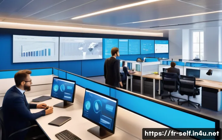자치행정사 취업 동향 - A modern French local government office interior with diverse professionals collaborating around com...