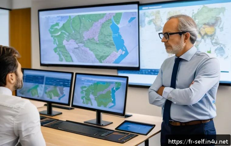 자치행정사 조직 내 역할 - A detailed scene of a local government administrator in a modern French municipal office, attentivel...